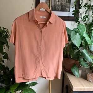 Grana box-cut short-sleeve button-down silk shirt